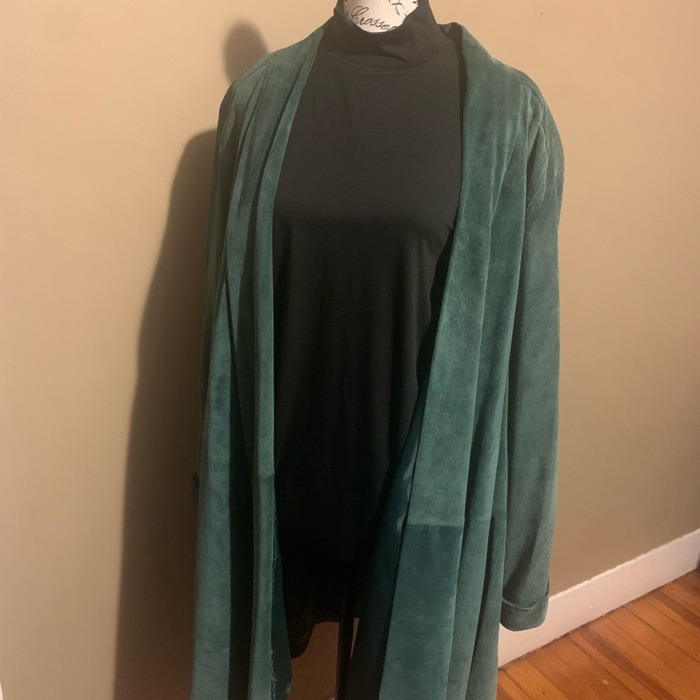 Ellen Ashley parka , hunter green, camurça , size large
